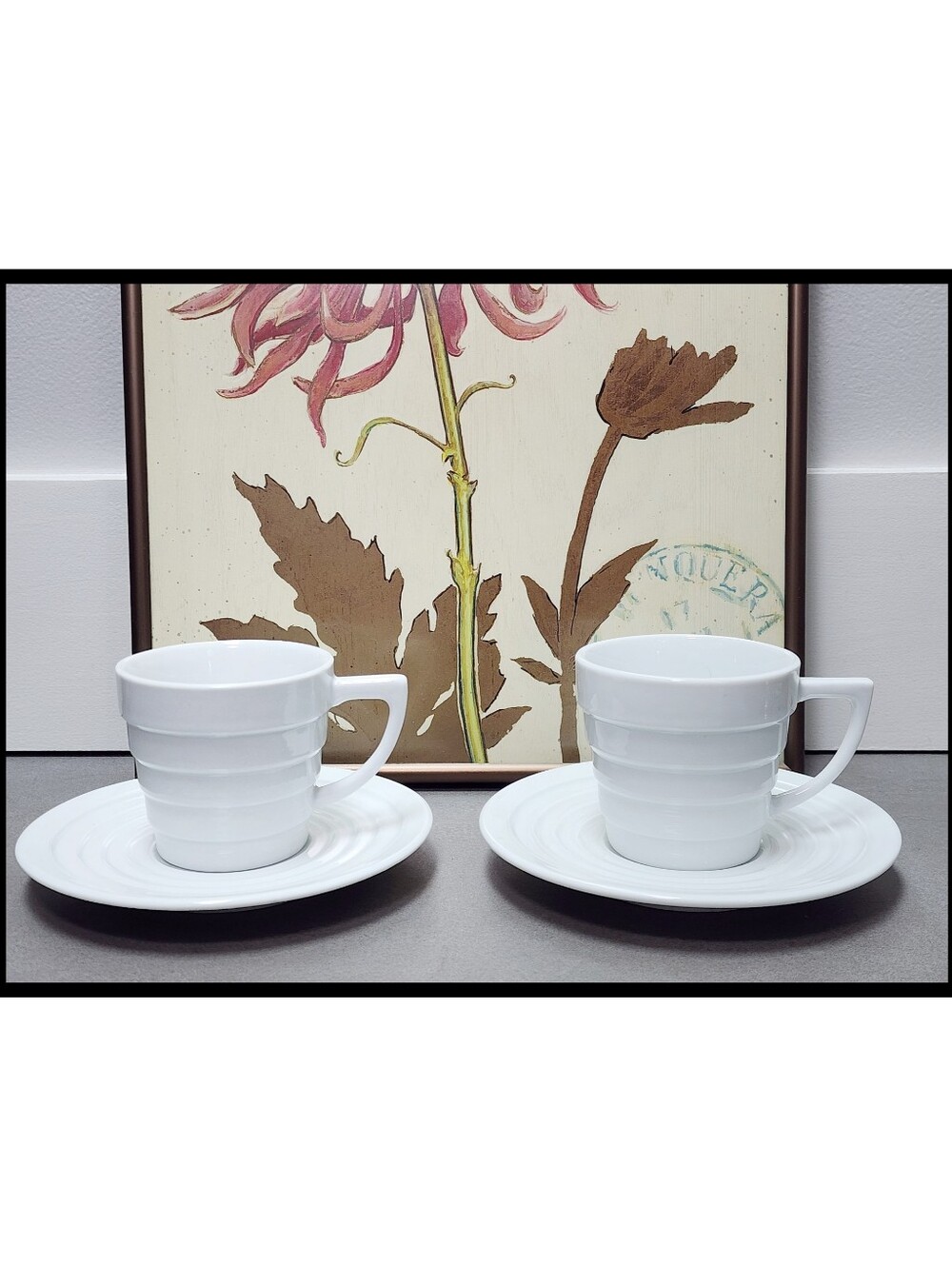 Frank Lloyd Wright Guggenheim White Cup Saucer Set Of 2 Henrikson Vintage 1998
